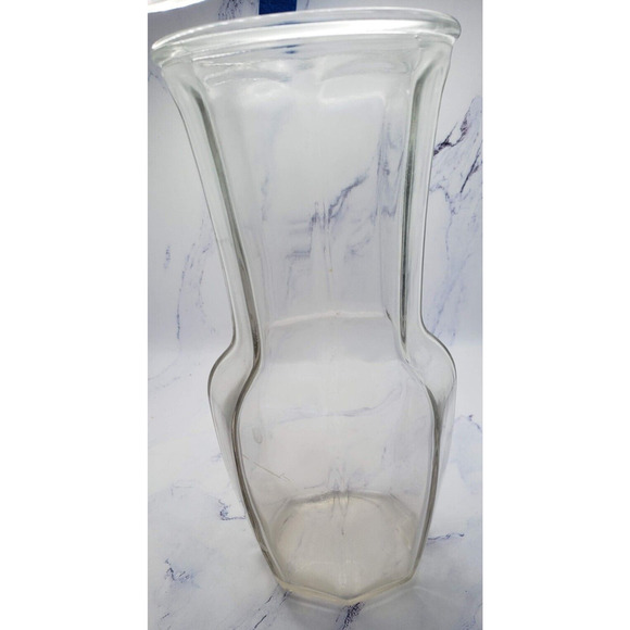 Clear Glass Hexagon Shaped 9 Inch Flower Vase - Picture 3 of 4